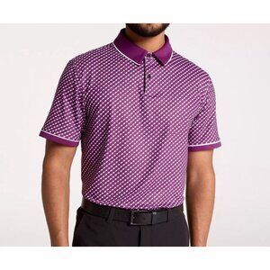 VRST Men's Contrast Printed Golf Polo Black Cherry XXL New Collard Short Sleeve
